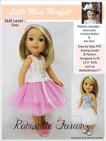 Little Miss Muffett WellieWishers Romantic Fusion 14.5" Doll Clothes Crochet Pattern larougetdelisle