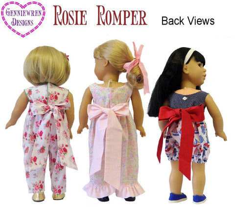 Genniewren 18 Inch Modern Rosie Romper 18" Doll Clothes Pattern larougetdelisle