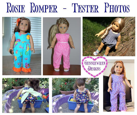 Genniewren 18 Inch Modern Rosie Romper 18" Doll Clothes Pattern larougetdelisle