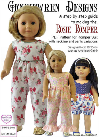 Genniewren 18 Inch Modern Rosie Romper 18" Doll Clothes Pattern larougetdelisle