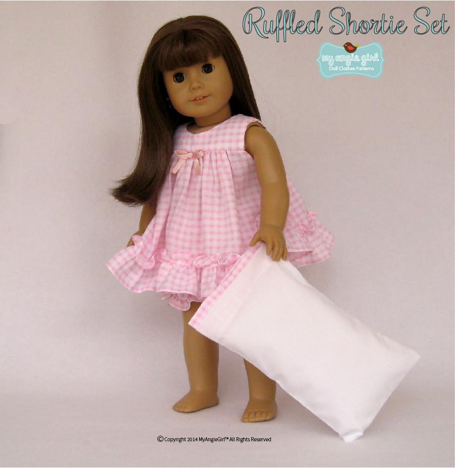 My Angie Girl Ruffled Shortie Set Doll Clothes Pattern 18 Inch American Girl Dolls