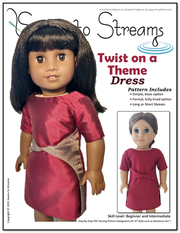 Seams to Streams 18 Inch Modern Twist on a Theme Dress 18" Doll Clothes Pattern larougetdelisle