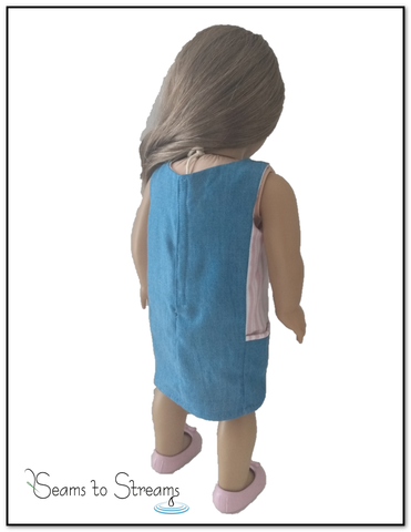 Seams to Streams 18 Inch Modern A Stitch In My Side Pocket Dress 18" Doll Clothes Pattern larougetdelisle