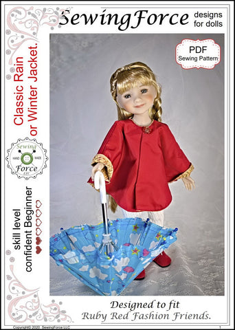 Sewing Force Ruby Red Fashion Friends Classic Rain or Winter Jacket Doll Clothes Pattern for Ruby Red Fashion Friends™ larougetdelisle