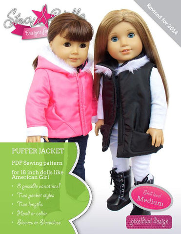 Stacy and Stella 18 Inch Modern Puffer Jacket 18 " Doll Clothes Pattern larougetdelisle