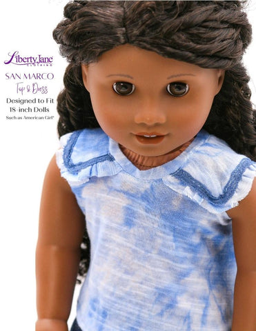 Liberty Jane 18 Inch Modern San Marco Top and Dress 18" Doll Clothes Pattern larougetdelisle