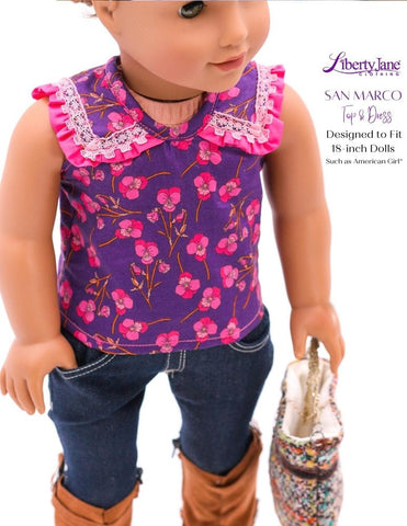 Liberty Jane 18 Inch Modern San Marco Top and Dress 18" Doll Clothes Pattern larougetdelisle