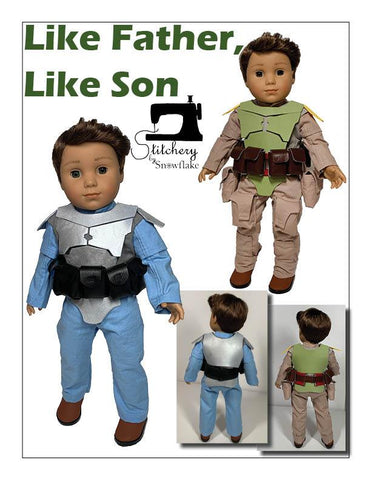 Stitchery By Snowflake 18 Inch Boy Doll Like Father, Like Son 18" Doll Clothes Pattern larougetdelisle