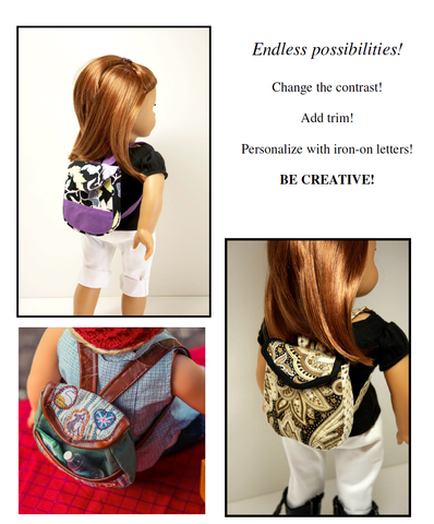 Sew Urban 18 Inch Modern Urban Backpack 18" Doll Accessory Pattern larougetdelisle