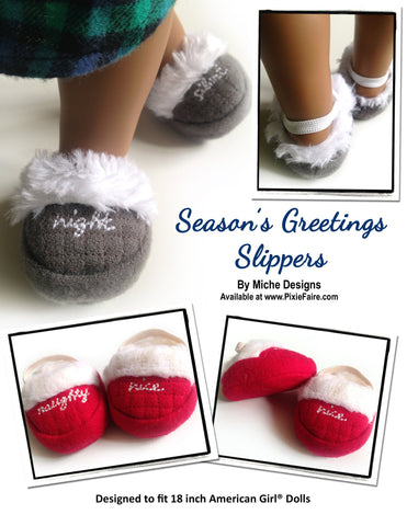 Miche Designs Shoes Season's Greetings Slippers 18" Doll Shoes larougetdelisle