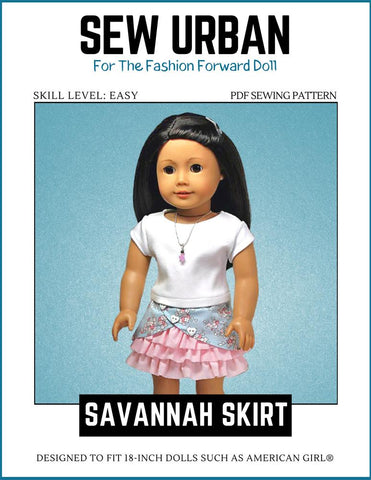 Sew Urban 18 Inch Modern Savannah Skirt 18" Doll Clothes Pattern larougetdelisle