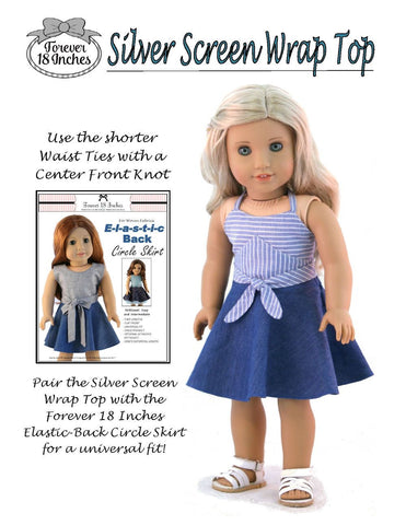 Forever 18 Inches 18 Inch Modern Silver Screen Wrap Top 18" Doll Clothes Pattern larougetdelisle