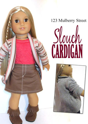 123 Mulberry Street 18 Inch Modern Trendy Slouch Cardigan 18" Doll Clothes Pattern larougetdelisle