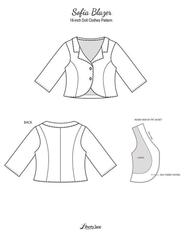 Sofia Blazer 18 inch Doll Clothes Pattern PDF Download | Pixie Faire