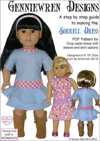 Genniewren 18 Inch Modern Sorrell Dress 18" Doll Clothes Pattern larougetdelisle