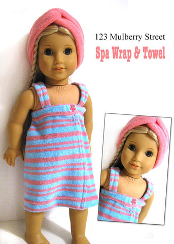 123 Mulberry Street 18 Inch Modern Spa Wrap & Towel 18" Doll Clothes Pattern larougetdelisle