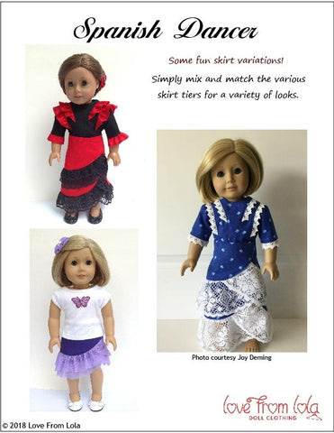 Love From Lola 18 Inch Modern Spanish Dancer 18" Doll Clothes Pattern larougetdelisle