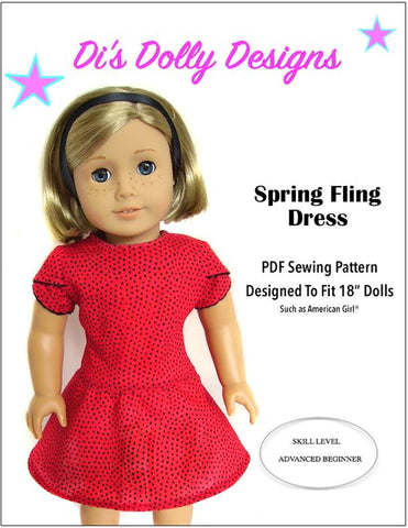 Di's Dolly Designs 18 Inch Modern Spring Fling Dress 18" Doll Clothes Pattern larougetdelisle