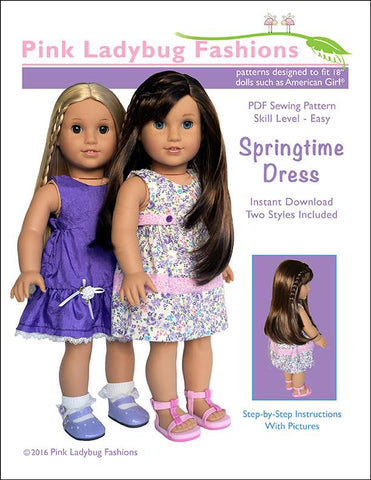 Pink Ladybug 18 Inch Modern Springtime Dress 18" Doll Clothes Pattern larougetdelisle
