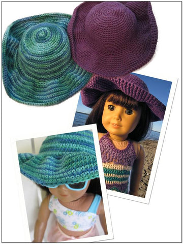 Stacy and Stella Crochet Beach Hat 18" Doll Crochet Pattern larougetdelisle