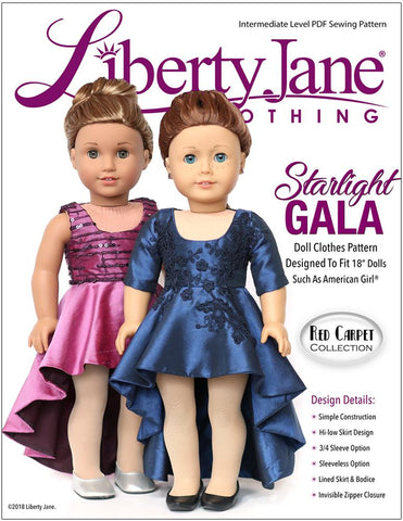 Liberty Jane 18 Inch Modern Starlight Gala Dress 18" Doll Clothes Pattern larougetdelisle