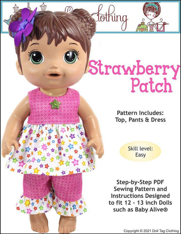 Doll Tag Clothing Baby Alive Doll Strawberry Patch Pattern for 12-13" Baby Alive® Dolls larougetdelisle