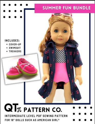 QTπ Pattern Co 18 Inch Modern Summer Fun Bundle 18" Doll Clothes Pattern larougetdelisle