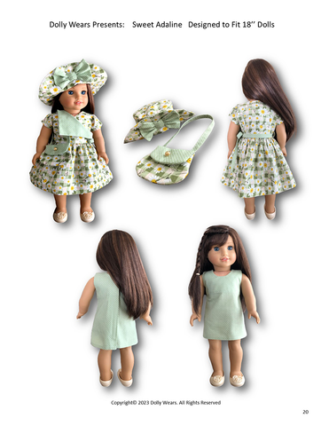 Dolly Wears Sweet Adaline 18 Inch Doll Clothes Pattern