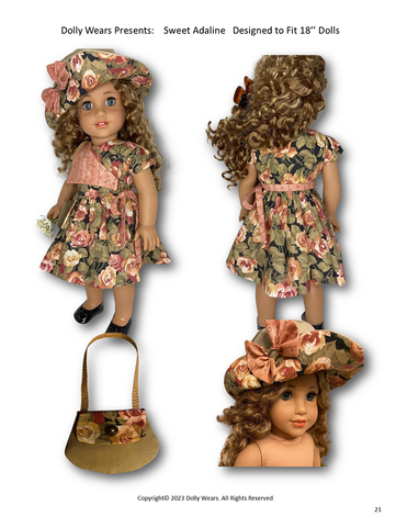 Dolly Wears 18 Inch Historical Sweet Adaline 18" Doll Clothes Pattern larougetdelisle