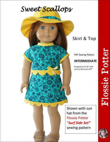 Flossie Potter 18 Inch Modern Sweet Scallops Skirt & Top 18" Doll Clothes Pattern larougetdelisle