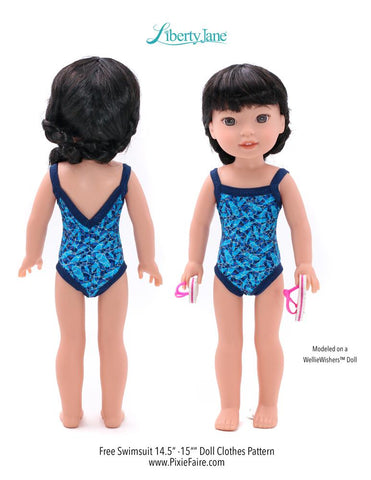 Liberty Jane WellieWishers FREE Swimsuit 14.5"-15" Doll Clothes Pattern larougetdelisle