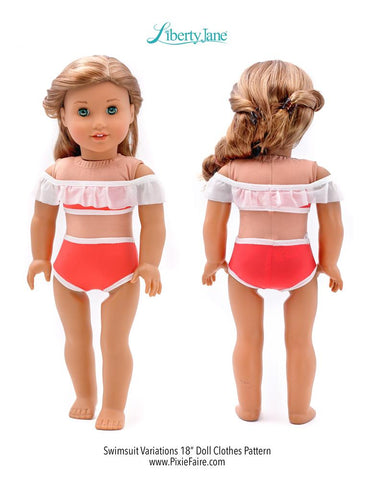 Liberty Jane 18 Inch Modern Swimsuit Variations 18" Doll Clothes Pattern larougetdelisle