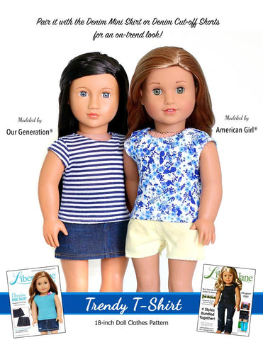 Liberty Jane 18 Inch Modern FREE T-Shirt 18" Doll Clothes Pattern larougetdelisle