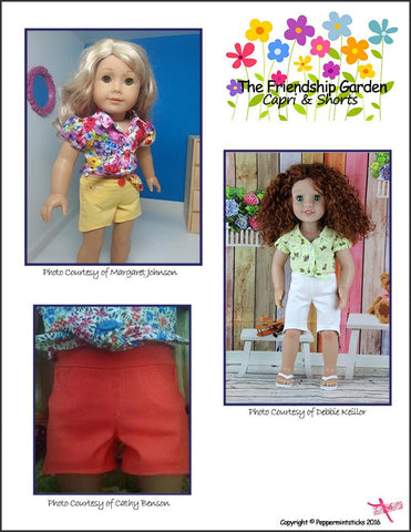 Peppermintsticks 18 Inch Modern The Friendship Garden Capri & Shorts 18" Doll Clothes larougetdelisle