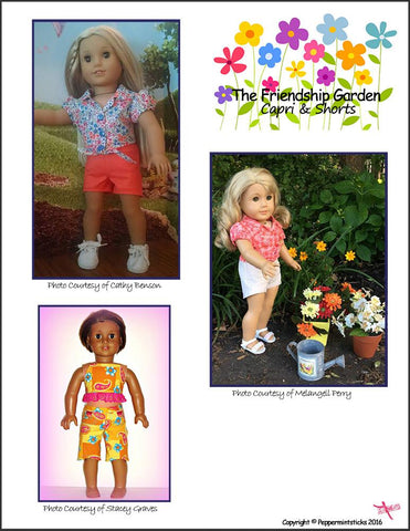 Peppermintsticks 18 Inch Modern The Friendship Garden Capri & Shorts 18" Doll Clothes larougetdelisle