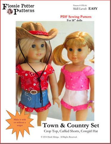 Flossie Potter 18 Inch Modern Town and Country Set 18" Doll Clothes Pattern larougetdelisle