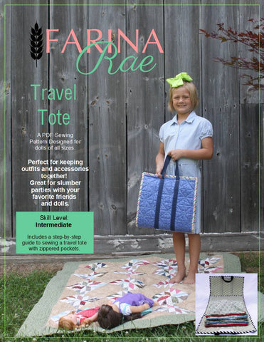 Farina Rae 18 Inch Modern Travel Tote 18" Doll Accessory Pattern larougetdelisle