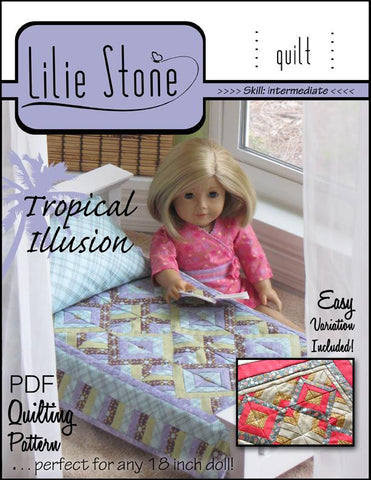 Lilie Stone 18 Inch Modern Tropical Illusion Quilting Pattern larougetdelisle
