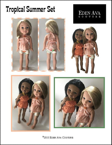Eden Ava WellieWishers Tropical Summer Set 14.5" Doll Clothes Pattern larougetdelisle