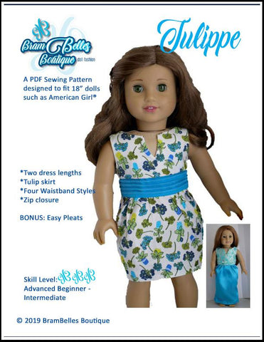 Brambelles boutique 18 Inch Modern Tulippe Dress 18" Doll Clothes Pattern larougetdelisle