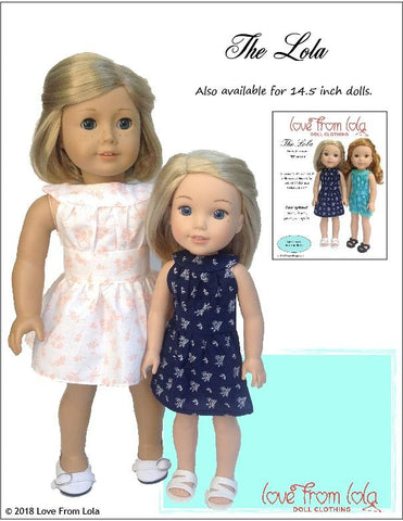 Love From Lola 18 Inch Modern The Lola Dress and Romper 18" Doll Clothes Pattern larougetdelisle