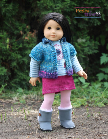 Perles & Rubans Knitting Vest for Chilly Days 18" Doll Clothes Knitting Pattern larougetdelisle