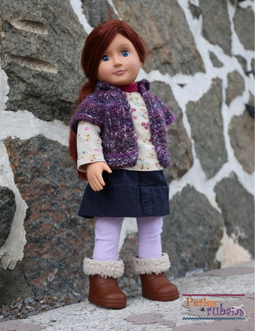 Perles & Rubans Knitting Vest for Chilly Days 18" Doll Clothes Knitting Pattern larougetdelisle