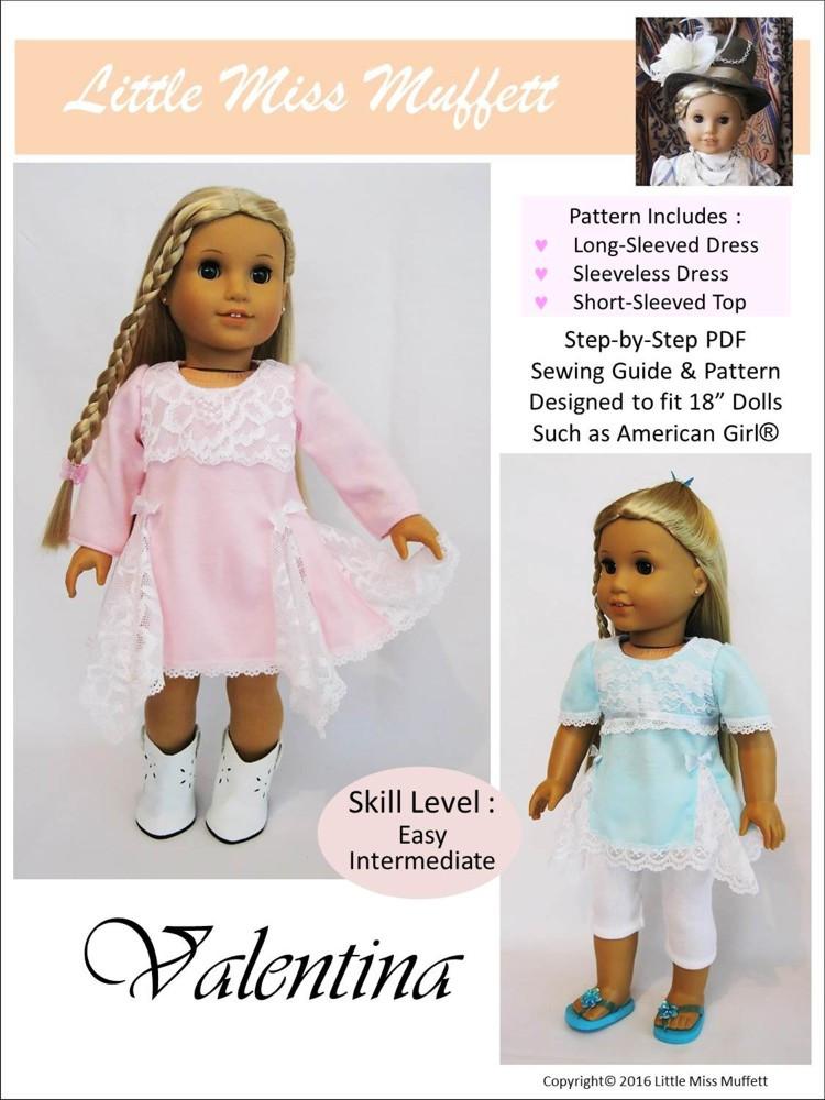 Little Miss Muffett Valentina Doll Clothes Pattern 18 inch American ...