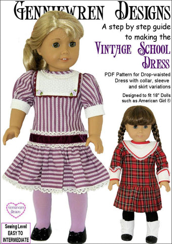 Genniewren 18 Inch Historical Vintage School Dress 18" Doll Clothes Pattern larougetdelisle