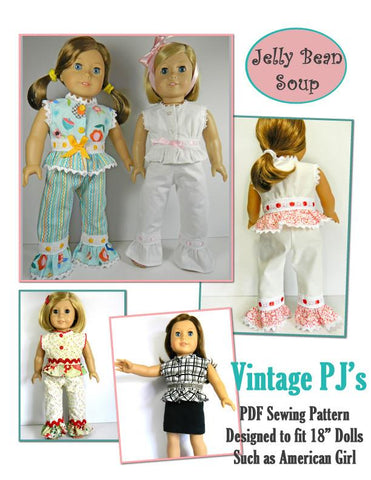 Jelly Bean Soup Designs 18 Inch Modern Vintage PJ's 18” Doll Clothes Pattern larougetdelisle