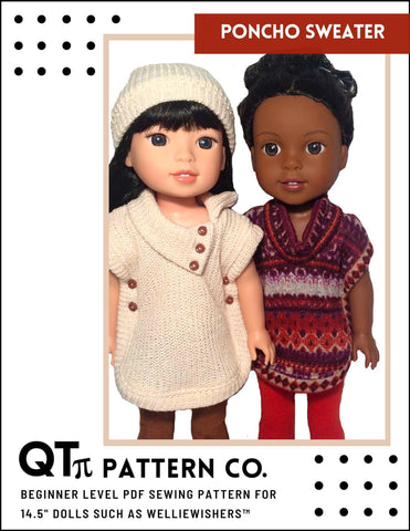 QTπ Pattern Co WellieWishers Poncho 14.5" Doll Clothes Pattern larougetdelisle