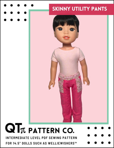QTπ Pattern Co WellieWishers Skinny Utility Pants 14.5" Doll Clothes Pattern larougetdelisle