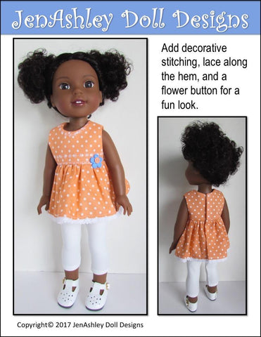 Jen Ashley Doll Designs WellieWishers Breezy Summer Top 14-14.5" Doll Clothes Pattern larougetdelisle