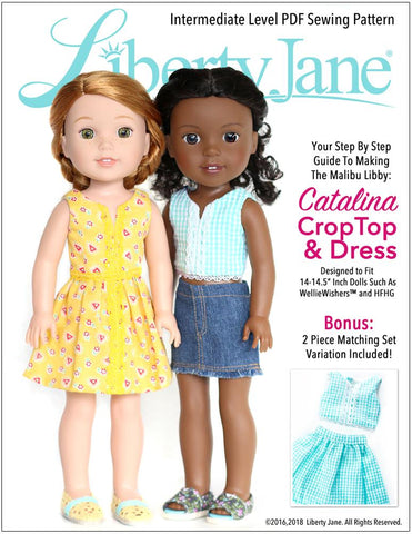 Liberty Jane WellieWishers Catalina Dress and Top 14 - 14.5 inch Doll Clothes Pattern larougetdelisle